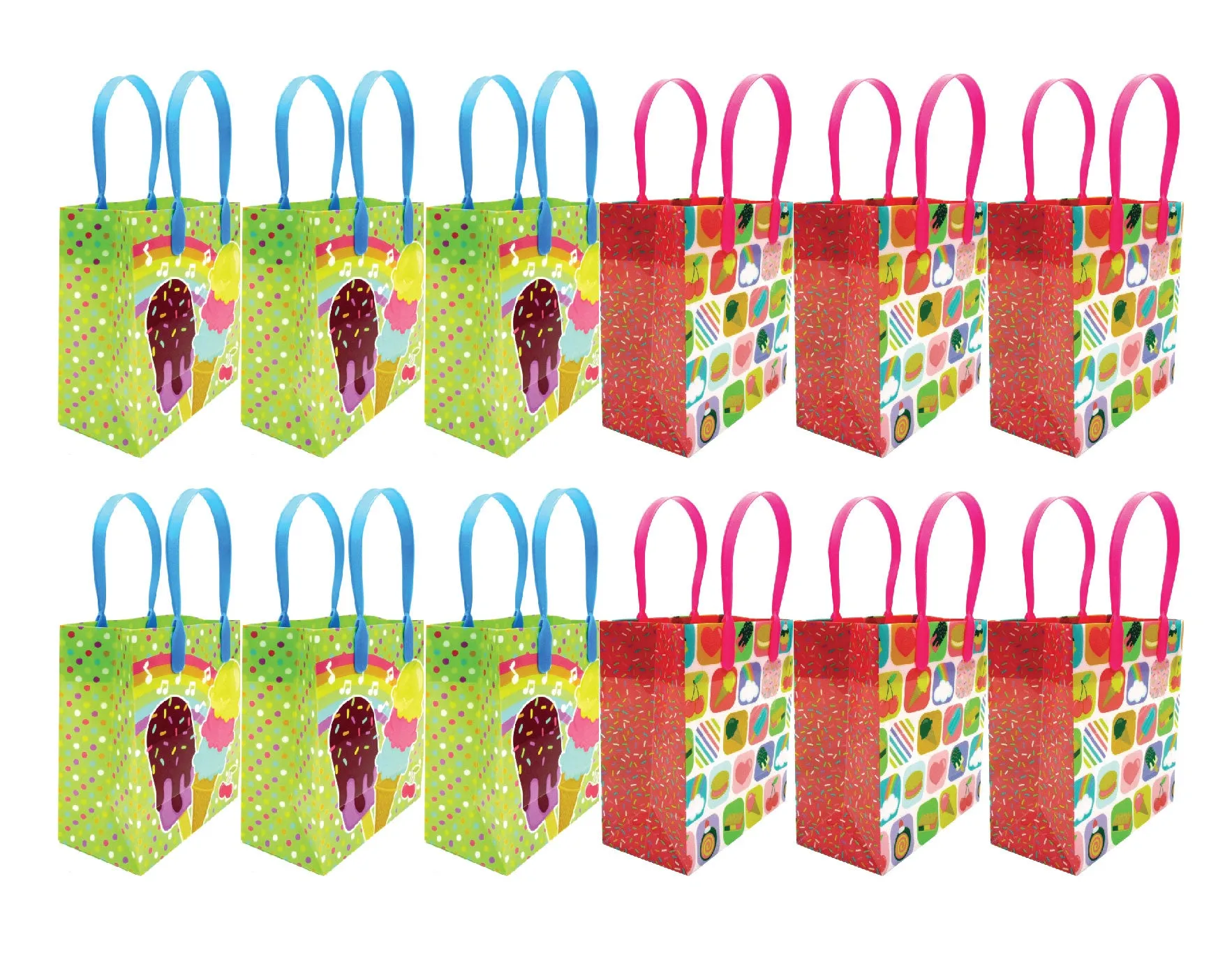 Ice Cream Party Favor Treat Bags - Set of 6 or 12