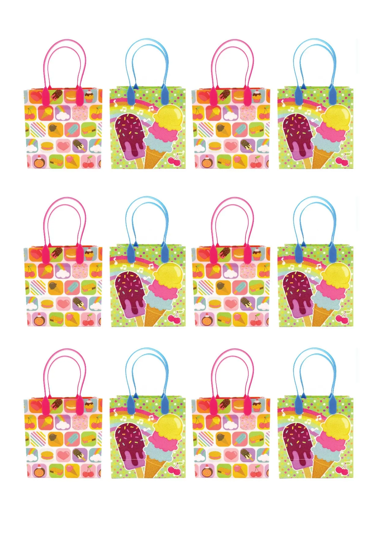 Ice Cream Party Favor Treat Bags - Set of 6 or 12