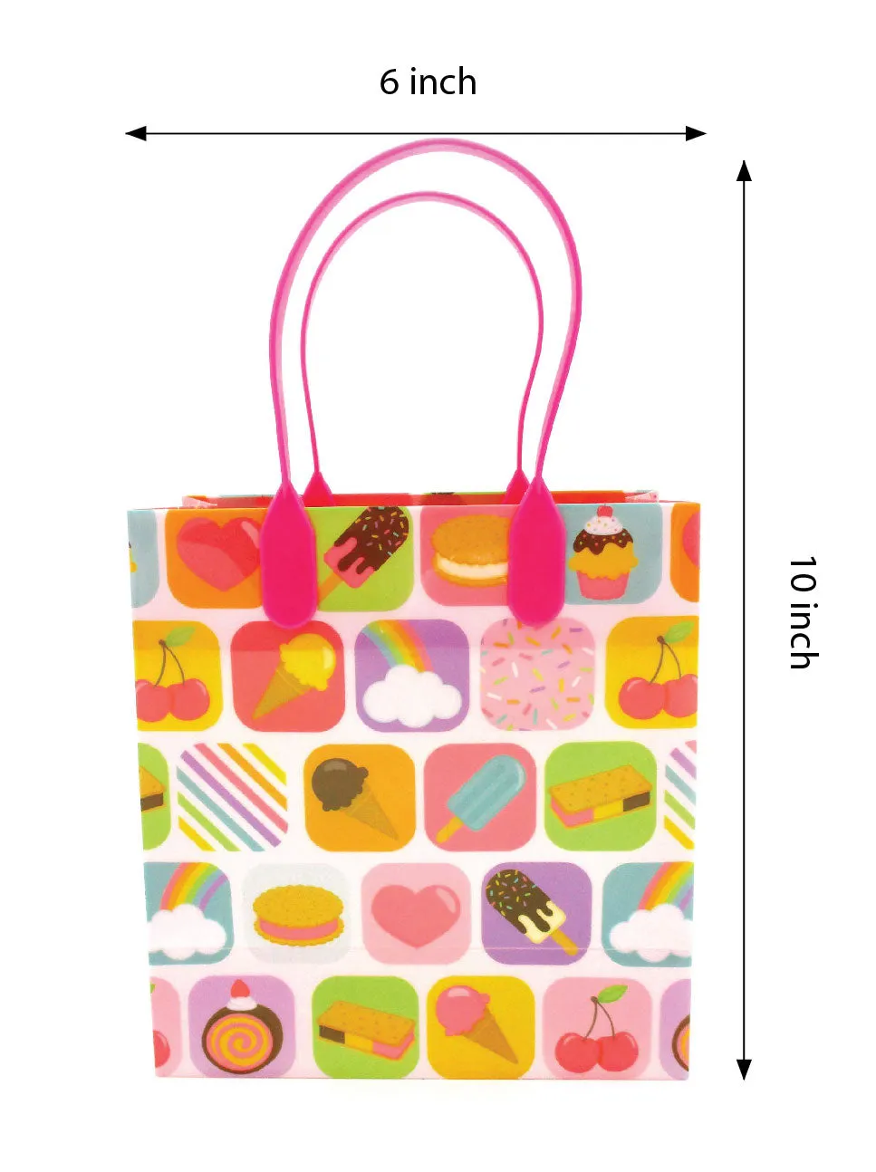 Ice Cream Party Favor Treat Bags - Set of 6 or 12