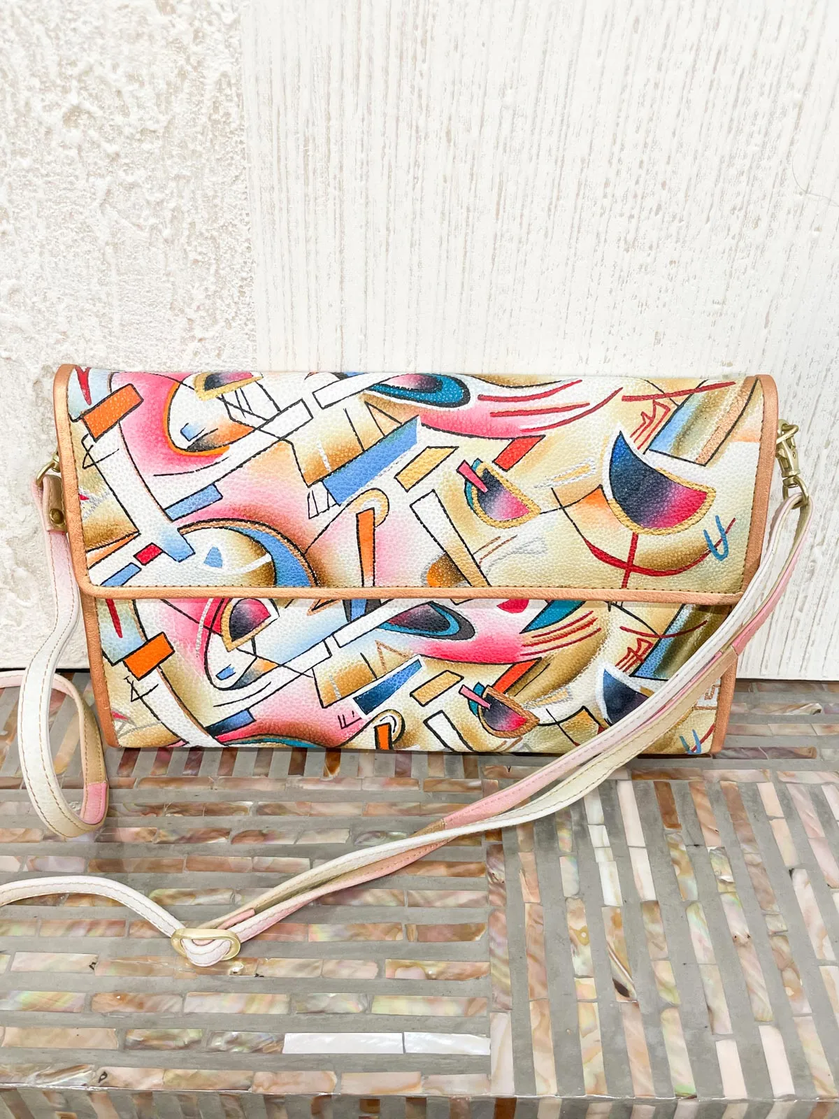 Large Convertible Clutch, Multi Abstract