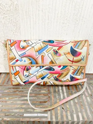 Large Convertible Clutch, Multi Abstract