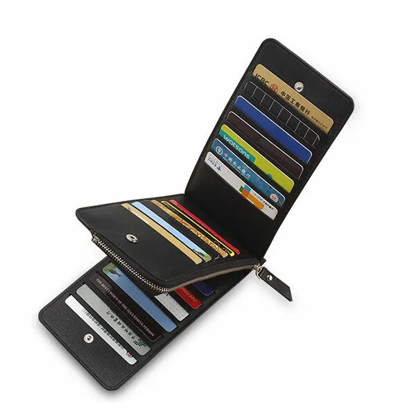 Men PU Leather Waterproof Durable Bifold Wallet 26 Card Slots Casual Business Card Pack