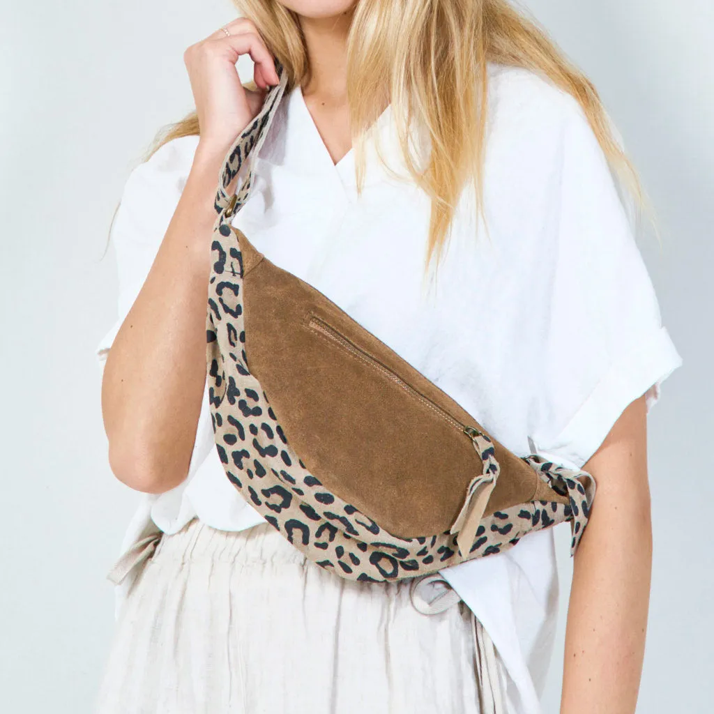 Mixed print canvas and suede clutch bag wholesale