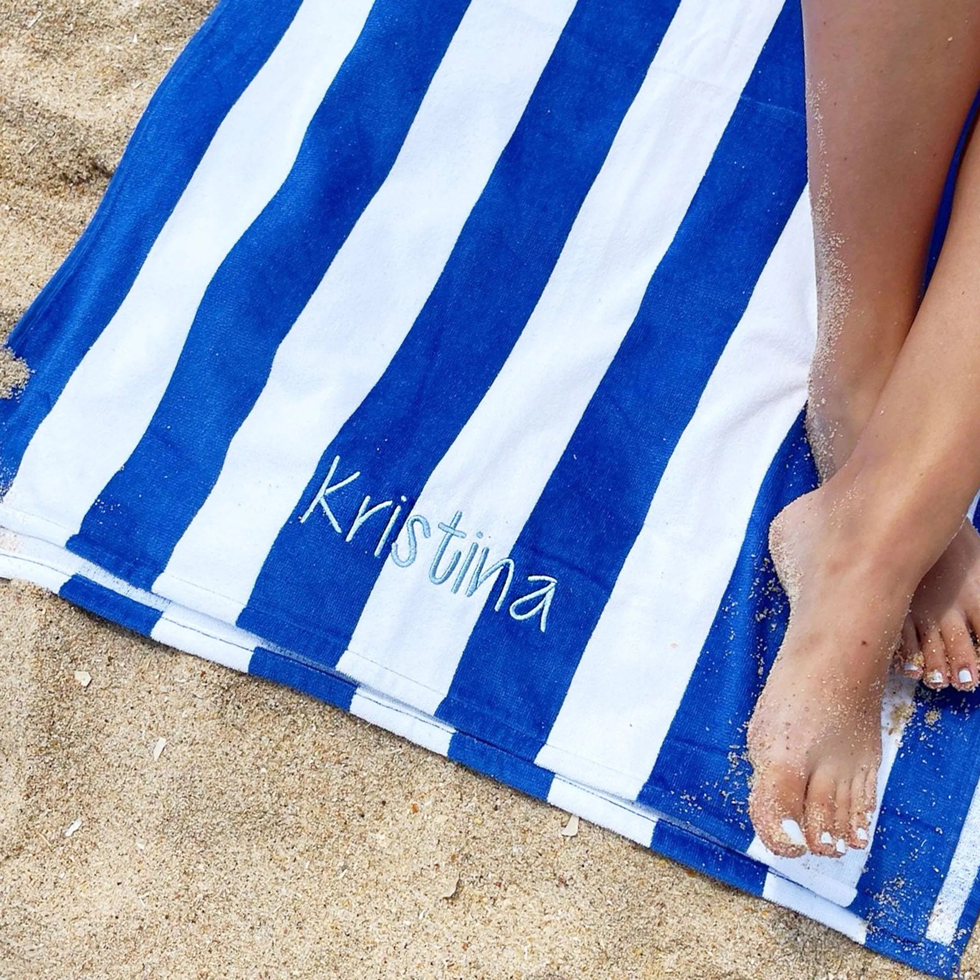 Monogrammed Lightweight Striped Beach Towel