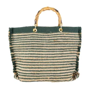 Napoli Olive Stripe Jute Bag