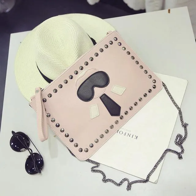 New cartoon design personalized fashion Lafayette rivets envelope bag casual shoulder bag clutch purse handbags