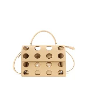 Off-White Chic Beige Leather Handbag for Sophisticated Style