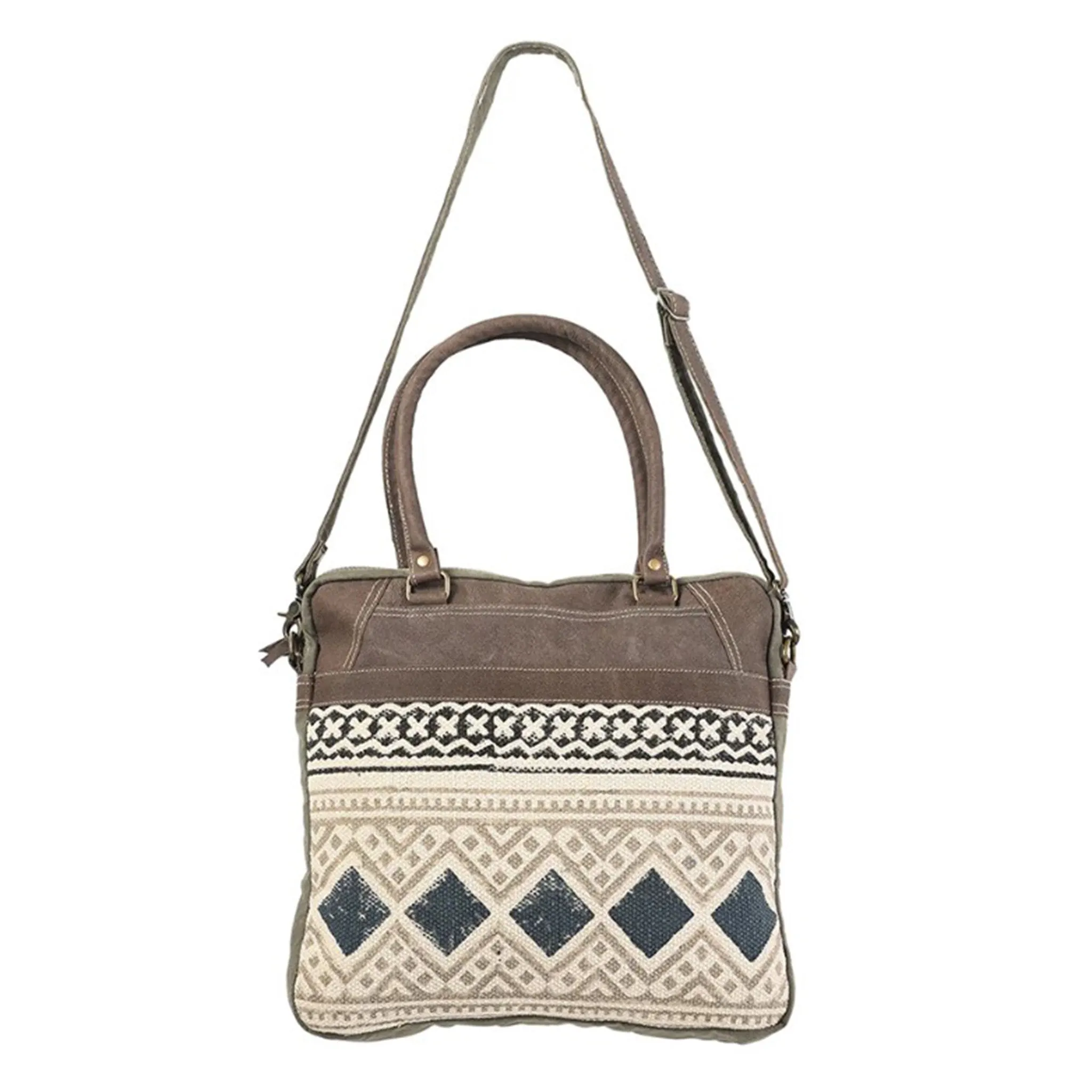 Ohlay Grey & Navy Aztec Canvas Tote