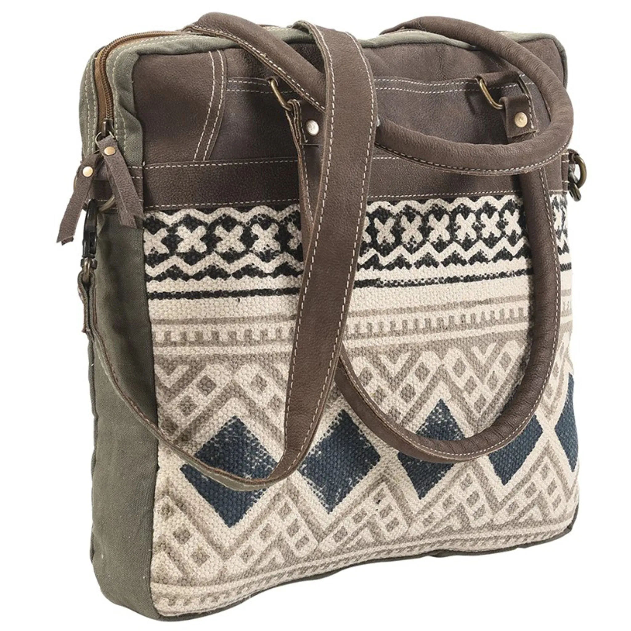 Ohlay Grey & Navy Aztec Canvas Tote