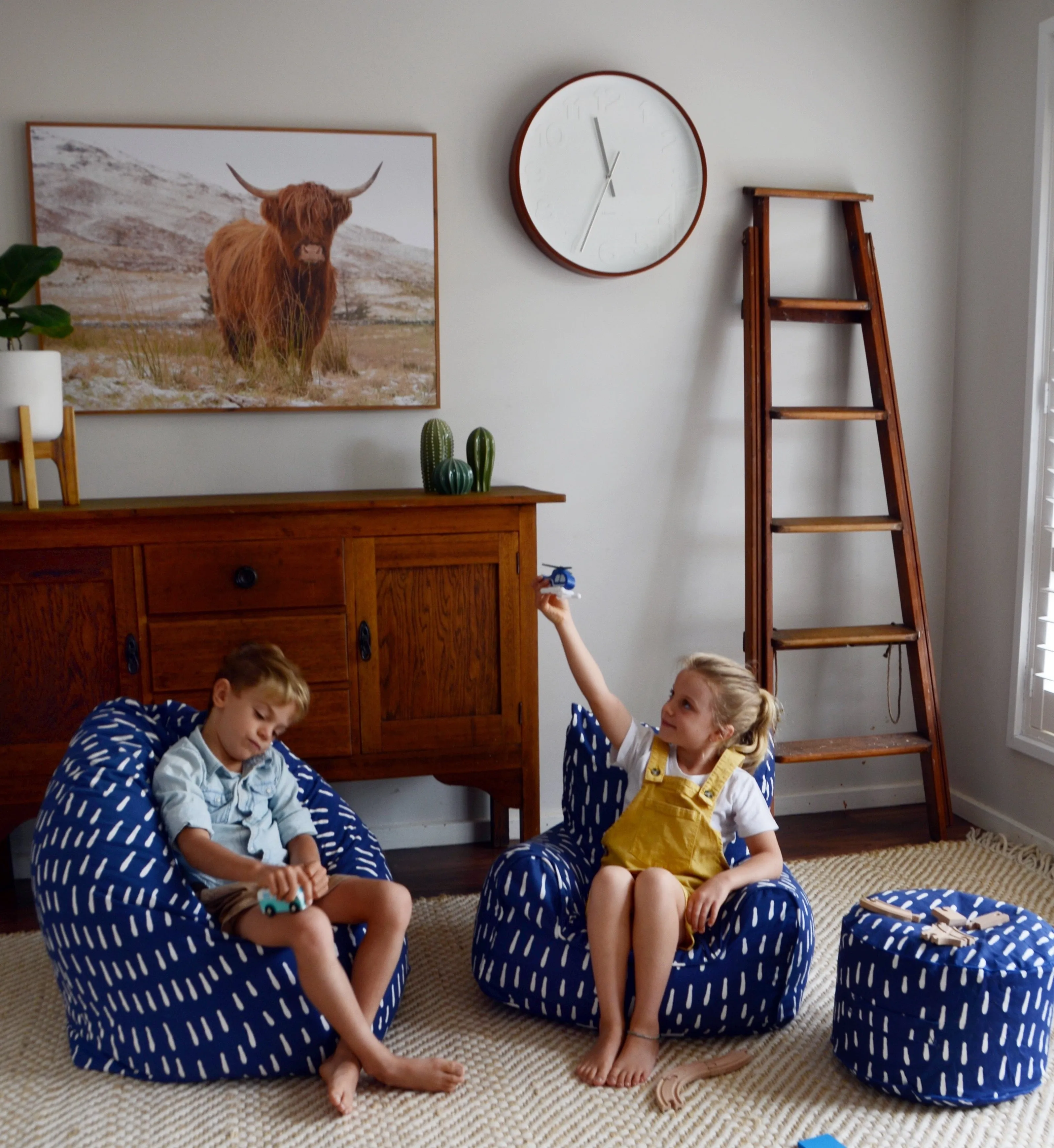 Raindrops Bean Bag - Indigo Blue