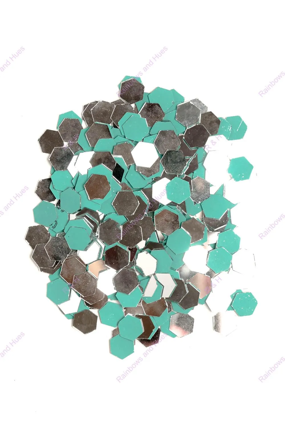 R&H Hexagon Shape Mirrors 100 Grams for LIPPAN Art, Mirror Art, MUD and Mirror Art, Craft, Mosaic Art, Home Decorations ETC,. (1 CM)