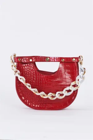 Red Faux Alligator Skin Fashion Handbag /3 Bags