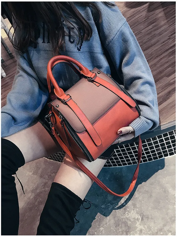 Retro Casual Female Zippered Quality Soft Leather Shoulder Bags