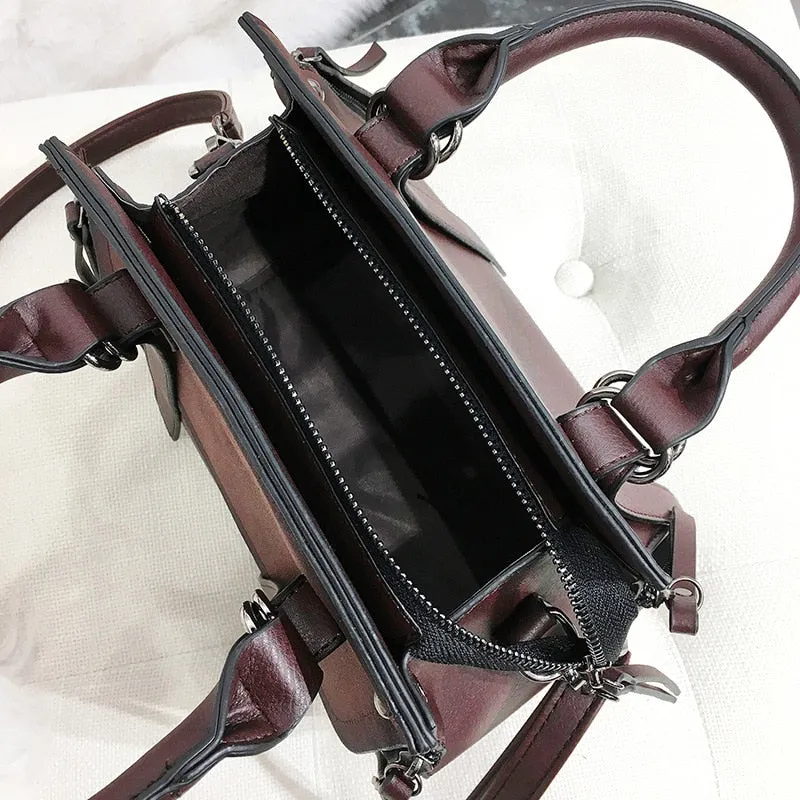 Retro Casual Female Zippered Quality Soft Leather Shoulder Bags