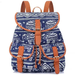 School Bag Bohemian Vintage Women Backpack Drawstring Printing Canvas Bagpack Sac a Dos Femme Rucksack Female