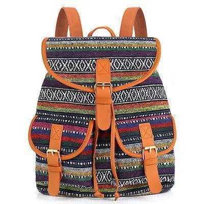 School Bag Bohemian Vintage Women Backpack Drawstring Printing Canvas Bagpack Sac a Dos Femme Rucksack Female