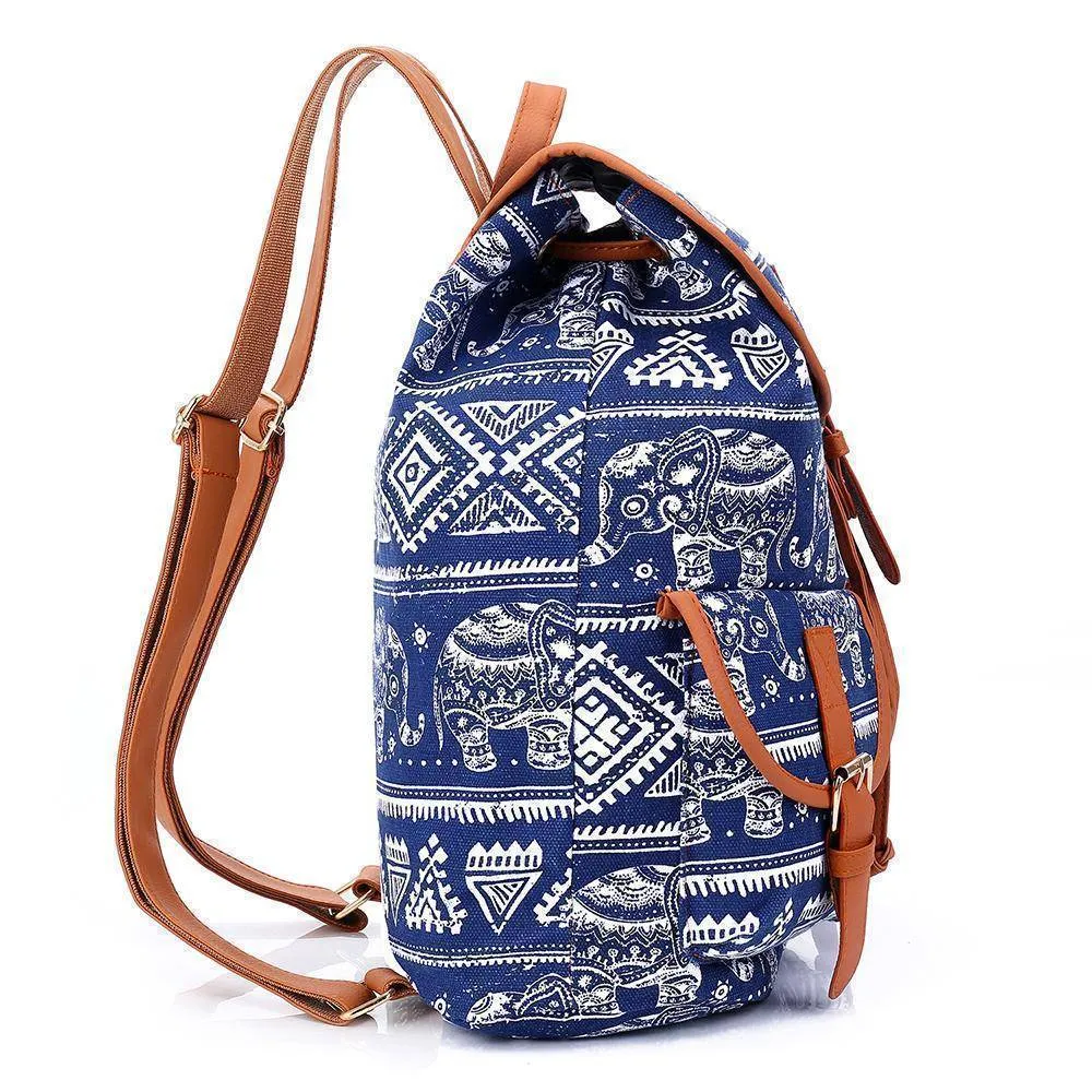 School Bag Bohemian Vintage Women Backpack Drawstring Printing Canvas Bagpack Sac a Dos Femme Rucksack Female