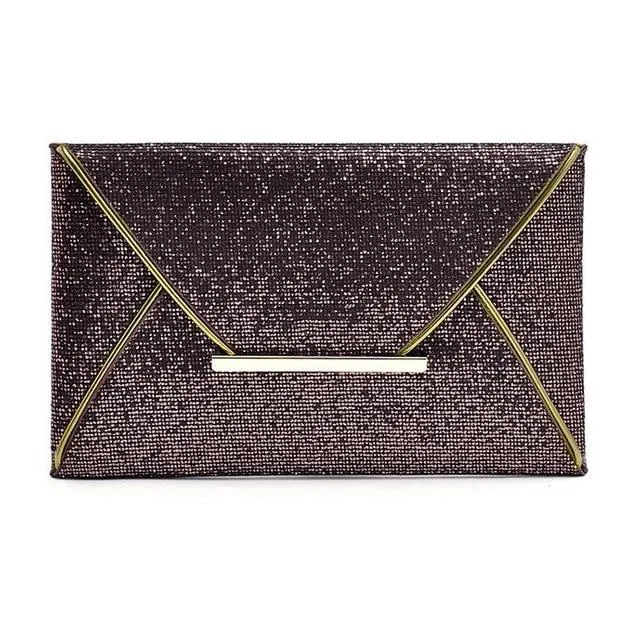 Simple Fashion Women Envelope Clutch Bag Solid Color Leather Glitter Purse Party Delicate Handbag Ladies Wedding Bags WM