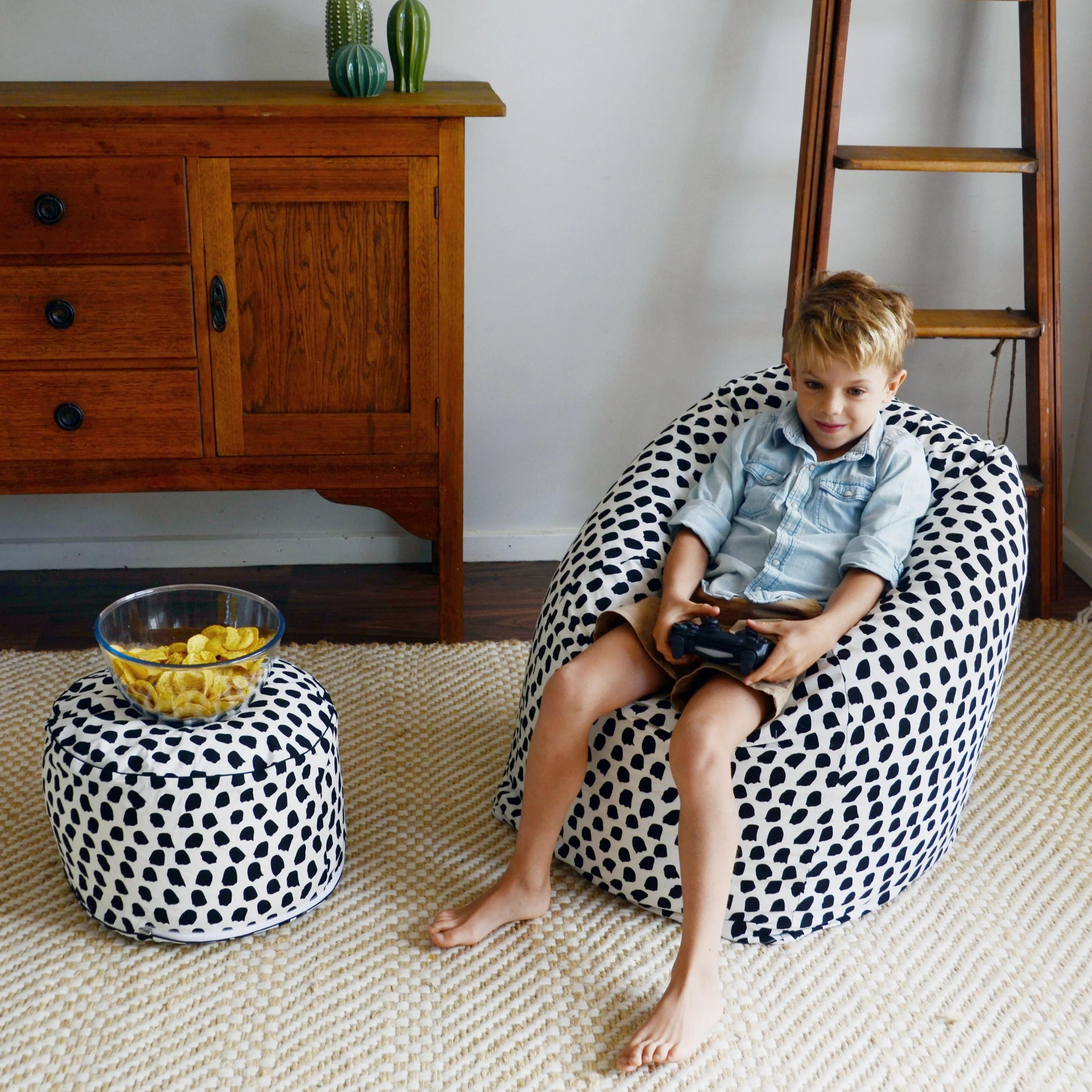 Splotches Bean Bag - Black & White