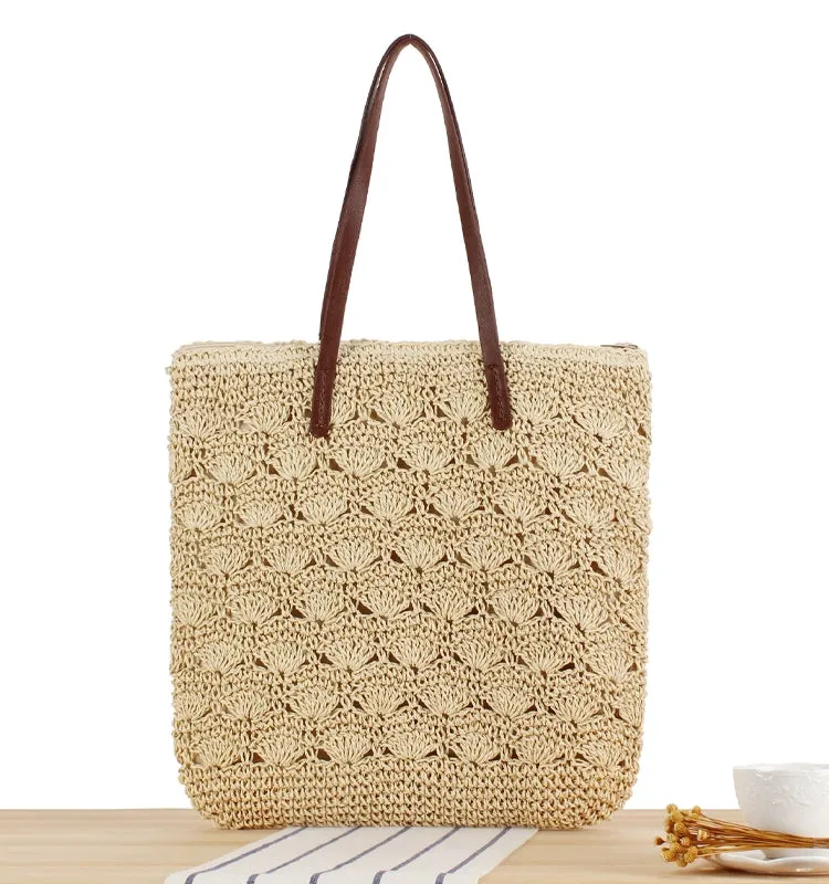 Store Manager Recommend Versatile Holiday Travel Photo Woven Bag Mori Style in Japan and Korea Artsy Wind Crochet Shoulder Bag Straw Bag