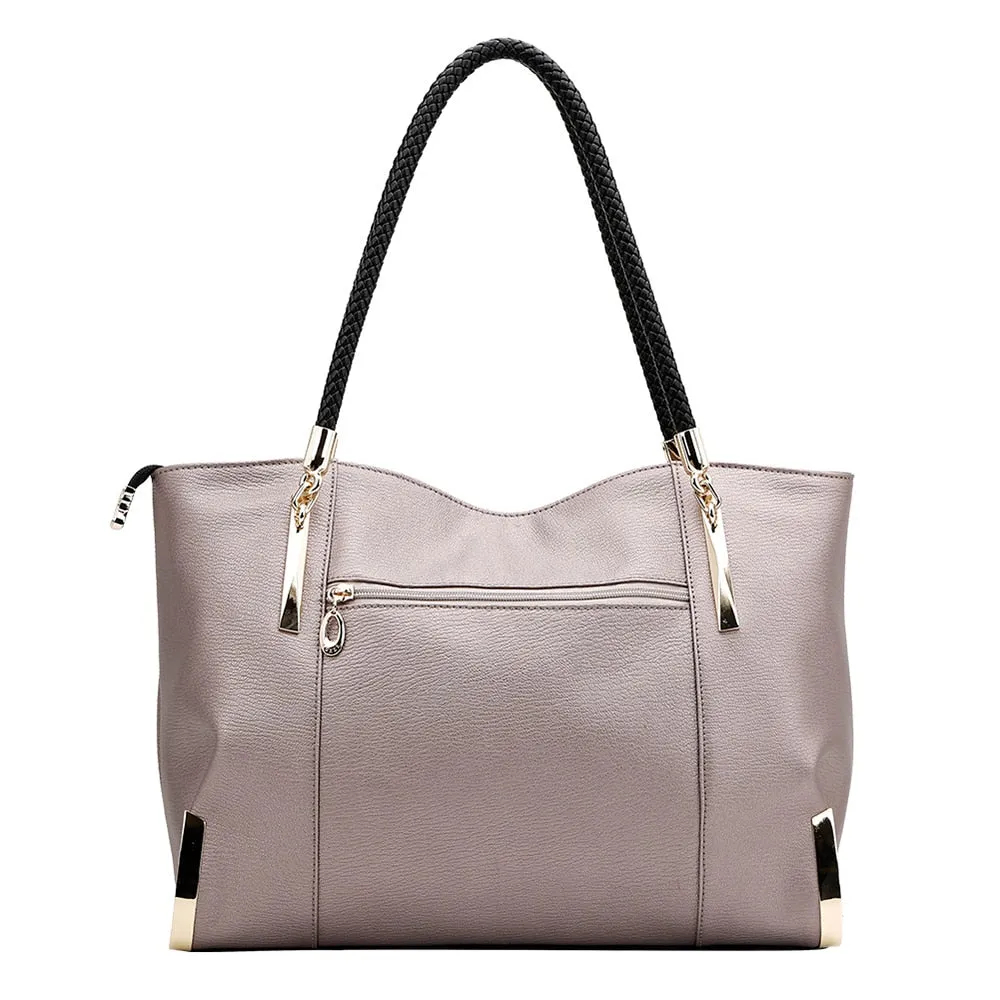 Stylish Casual Zipper Soft Leather Handbag For Women