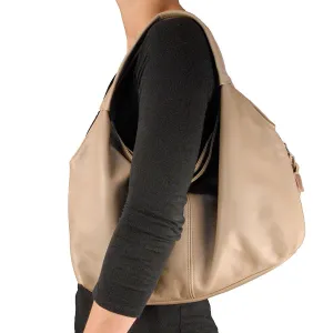 Sven draped leather double strap hobo