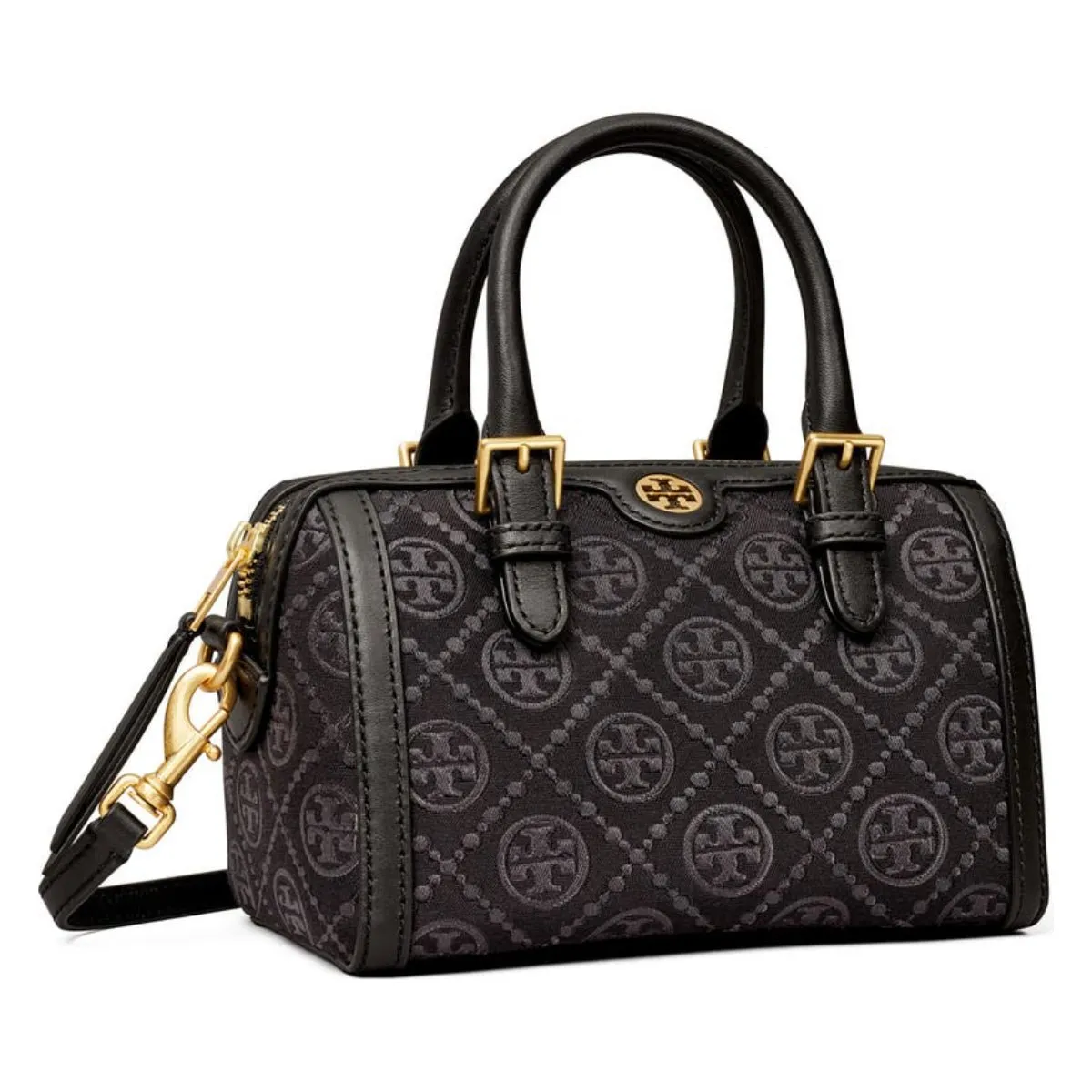 Tory Burch Petite T Monogram Jacquard Barrel Bag In Black - 152131