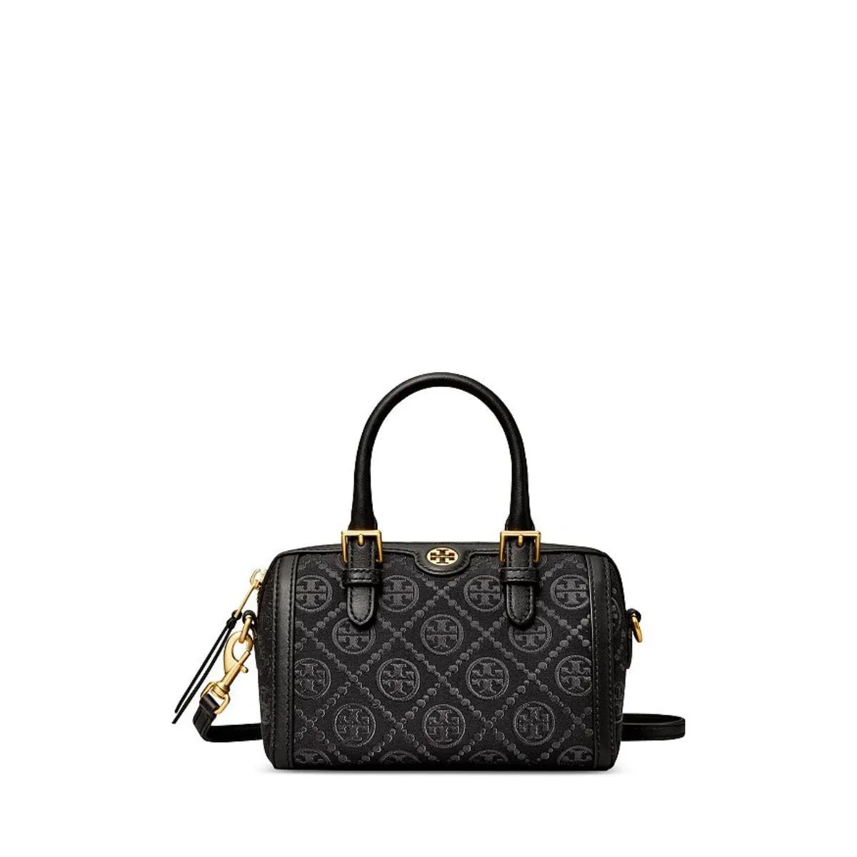 Tory Burch Petite T Monogram Jacquard Barrel Bag In Black - 152131