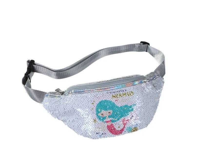 Trendy Casual Girls' Sequin Fannypacks With Cartoon Unicorn Pattern