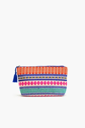 Vibrant Handwoven Jacquard Makeup Pouch with Mexican Stripes