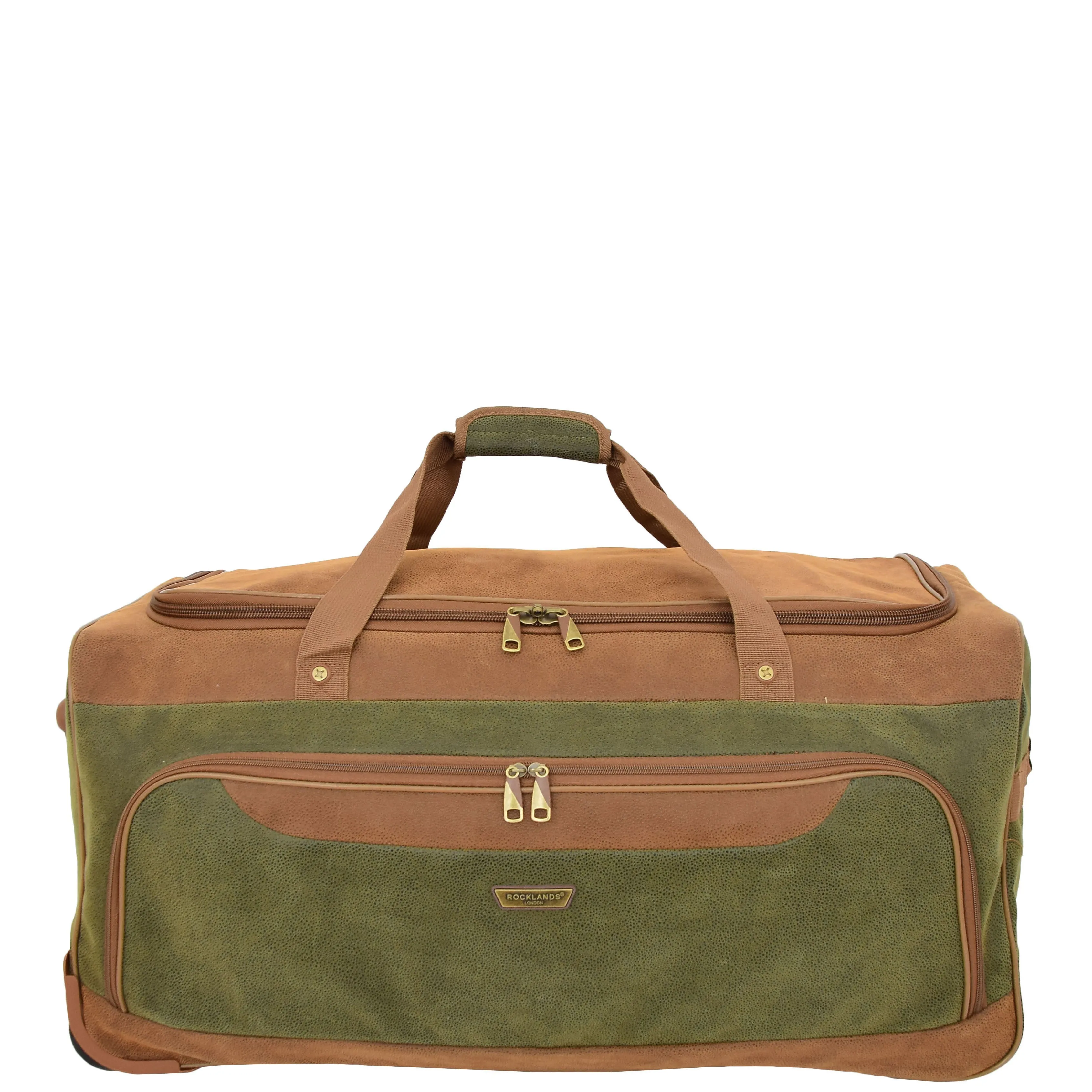 Wheeled Holdall Faux Suede Lightweight Luggage Travel Bag Argan Green