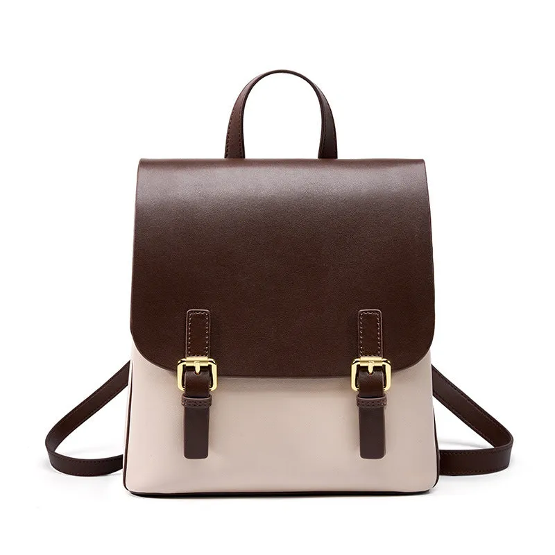 Women Classic Minimalist Casual Leather Backpack