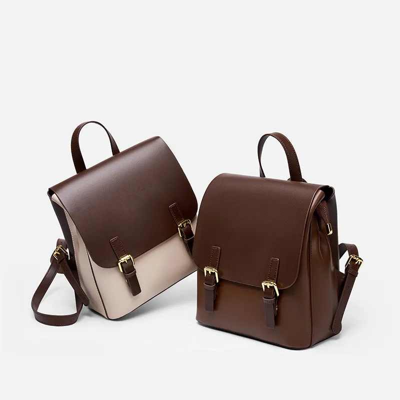 Women Classic Minimalist Casual Leather Backpack