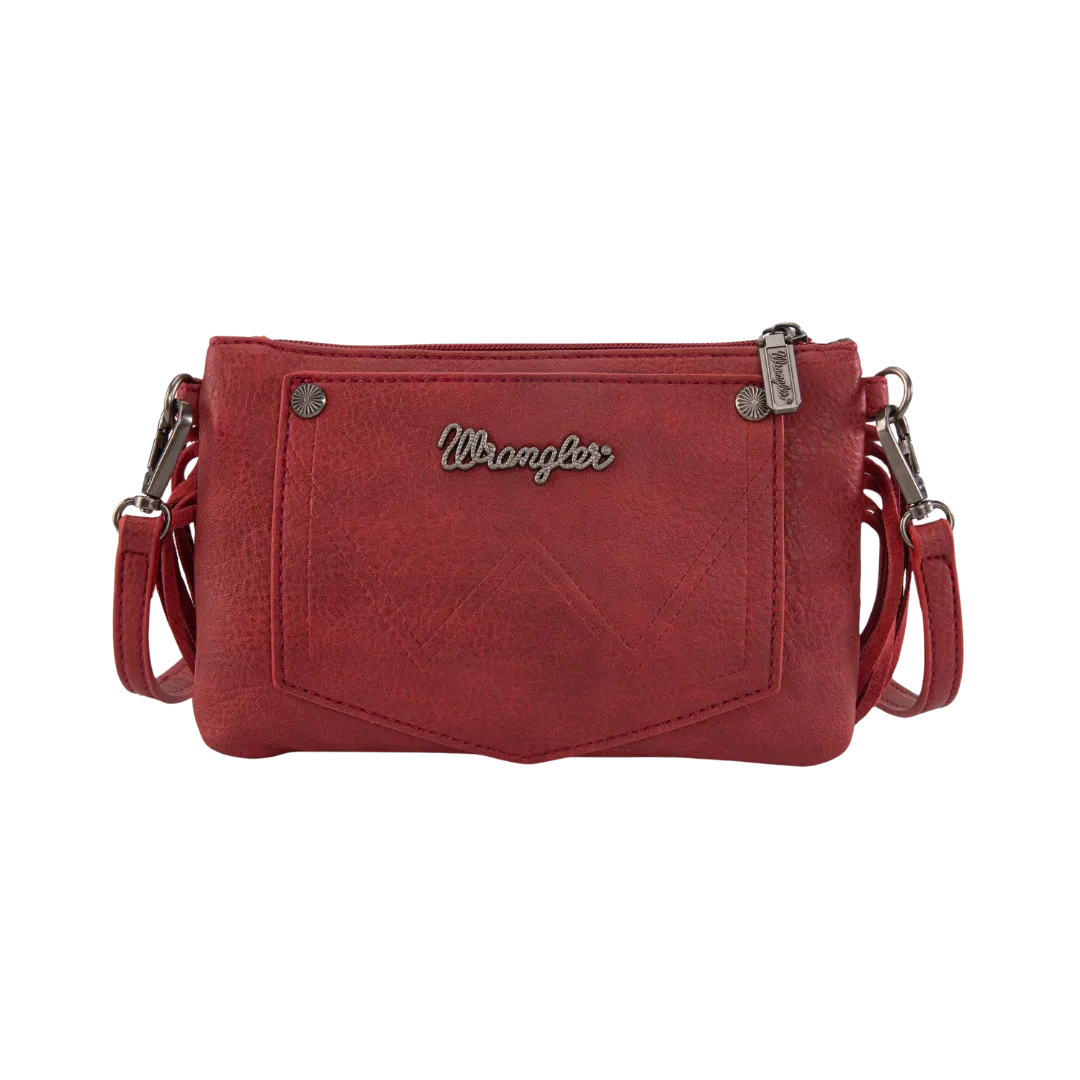 Wrangler Women's Vintage Floral Tooled Crossbody Red Bag