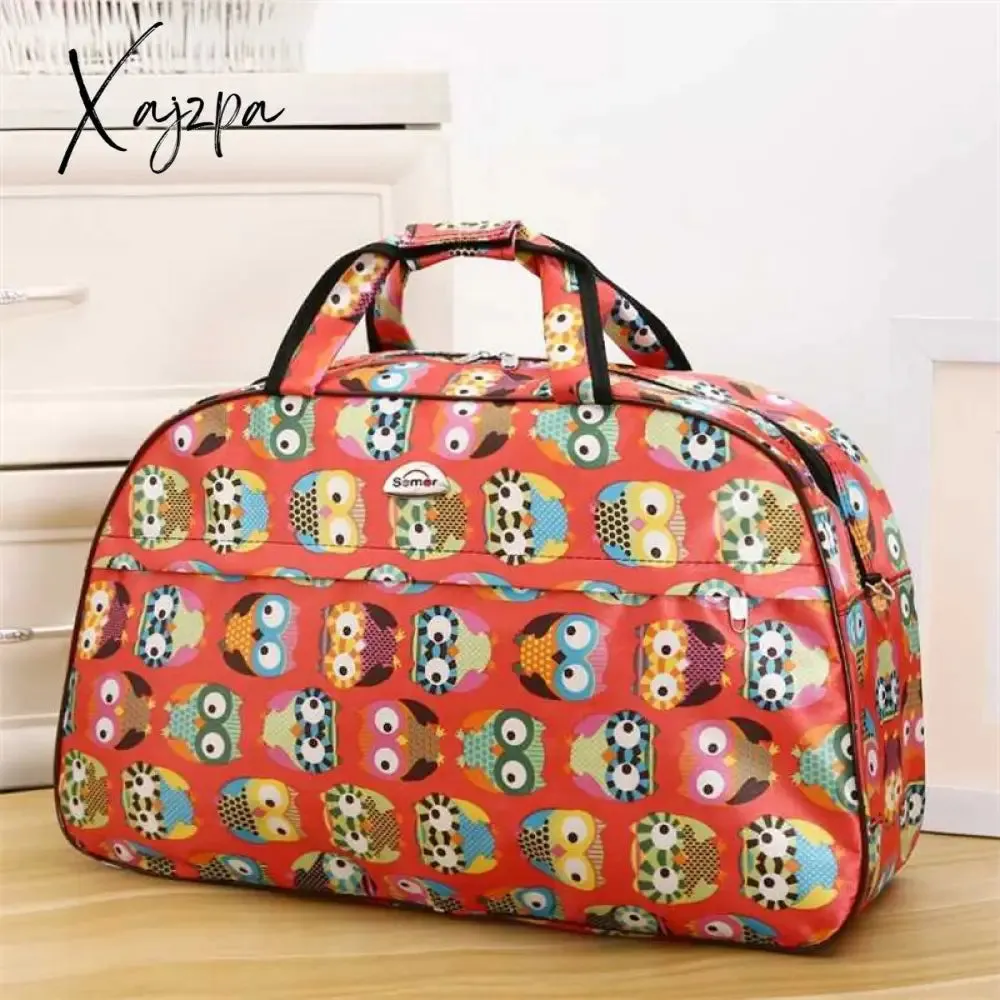 Xajzpa - Big Capacity Women Travel Bags Men Luggage Travel Duffel Bags Nylon Waterproof Daily Travel Handbag Female Flower Print HandBag