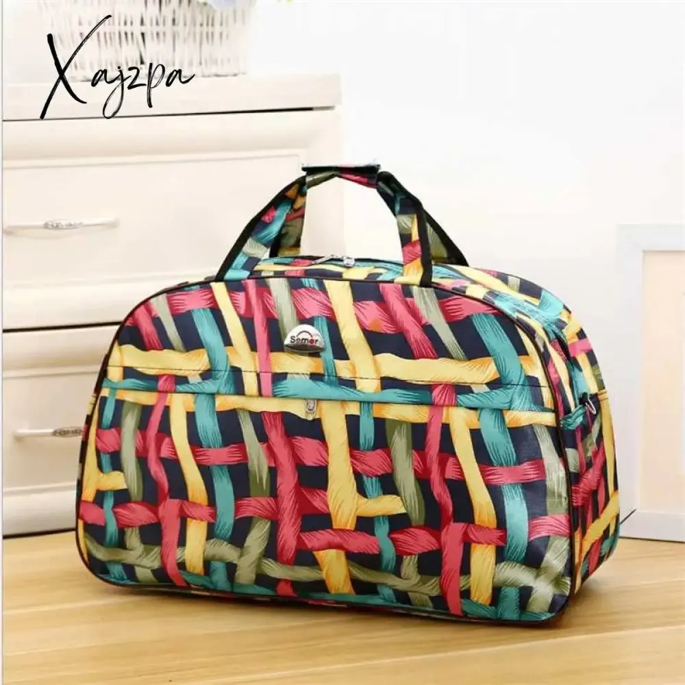 Xajzpa - Big Capacity Women Travel Bags Men Luggage Travel Duffel Bags Nylon Waterproof Daily Travel Handbag Female Flower Print HandBag