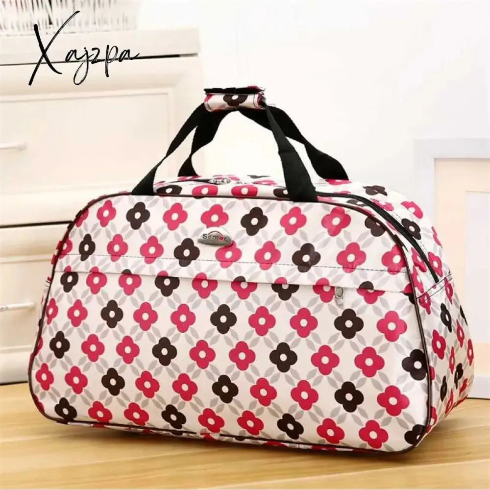 Xajzpa - Big Capacity Women Travel Bags Men Luggage Travel Duffel Bags Nylon Waterproof Daily Travel Handbag Female Flower Print HandBag