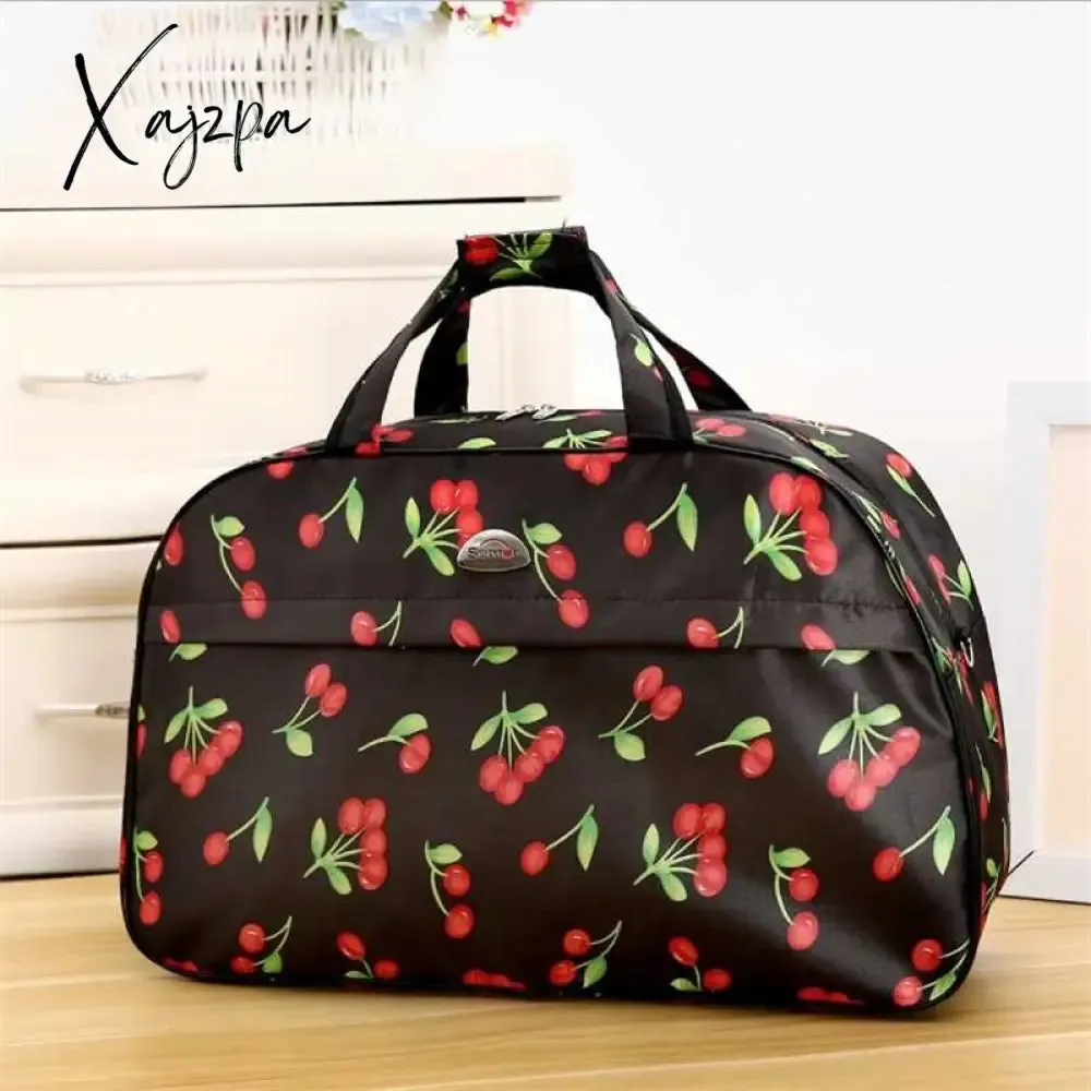 Xajzpa - Big Capacity Women Travel Bags Men Luggage Travel Duffel Bags Nylon Waterproof Daily Travel Handbag Female Flower Print HandBag