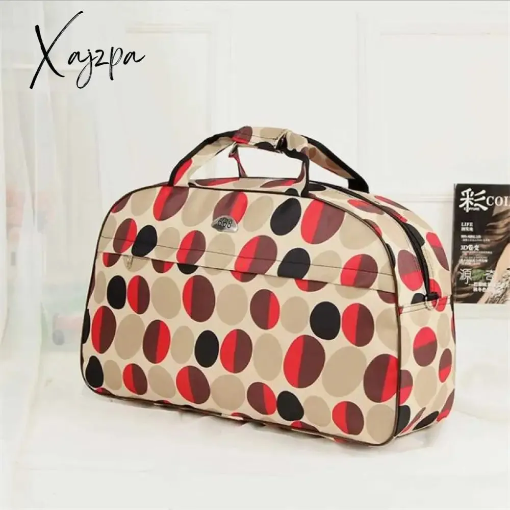 Xajzpa - Big Capacity Women Travel Bags Men Luggage Travel Duffel Bags Nylon Waterproof Daily Travel Handbag Female Flower Print HandBag