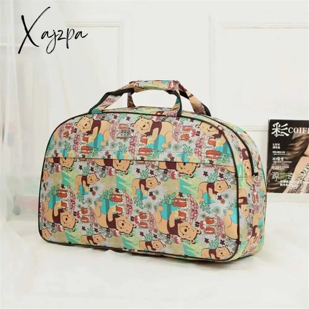 Xajzpa - Big Capacity Women Travel Bags Men Luggage Travel Duffel Bags Nylon Waterproof Daily Travel Handbag Female Flower Print HandBag