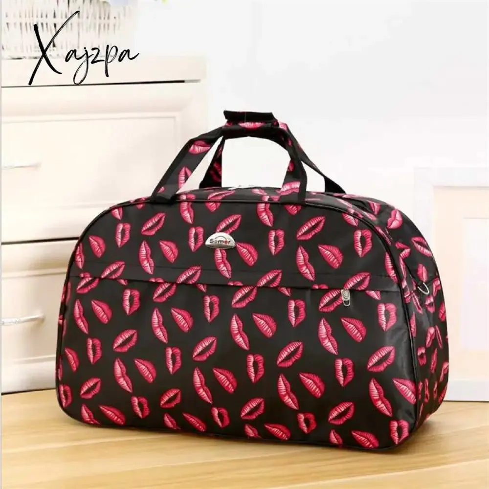 Xajzpa - Big Capacity Women Travel Bags Men Luggage Travel Duffel Bags Nylon Waterproof Daily Travel Handbag Female Flower Print HandBag