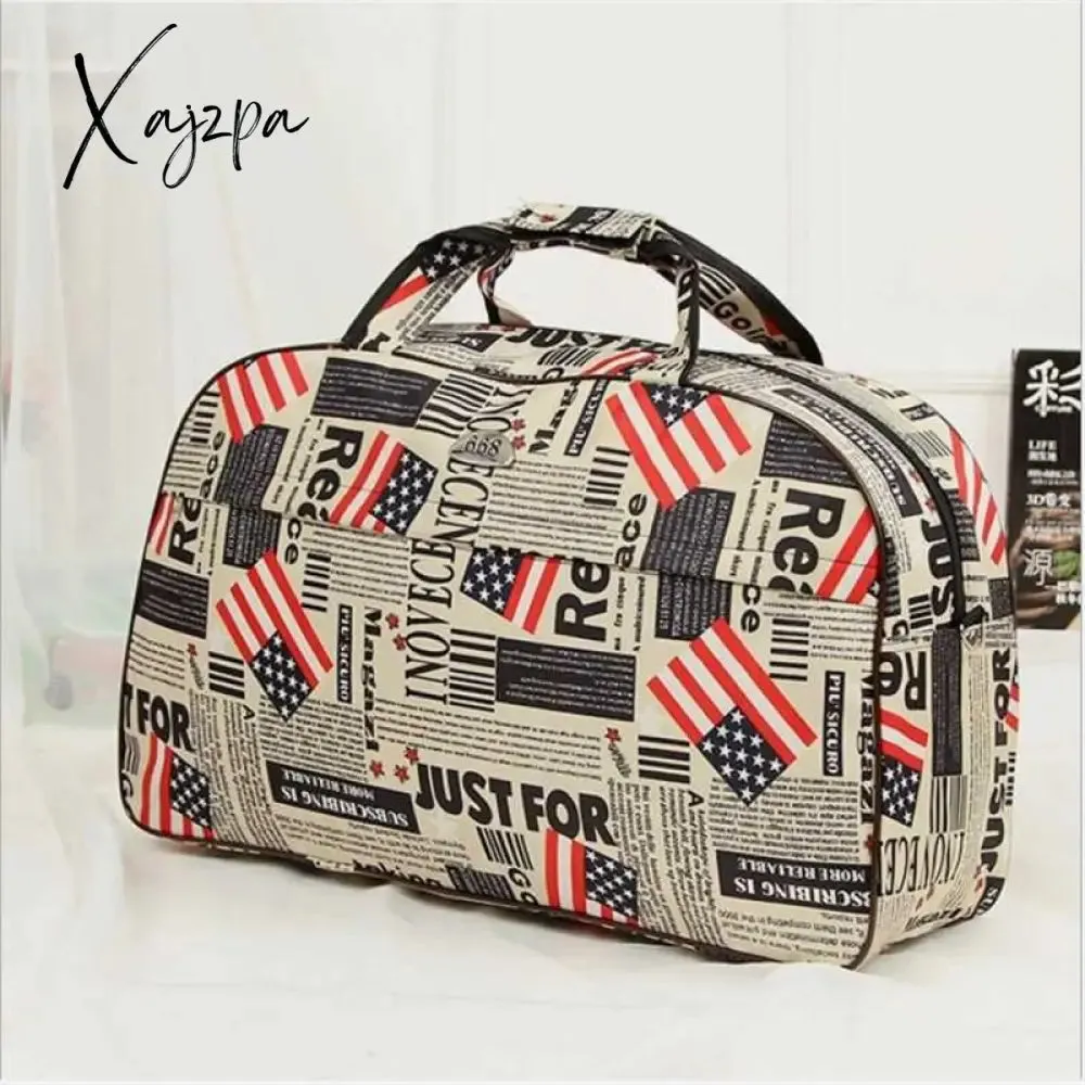 Xajzpa - Big Capacity Women Travel Bags Men Luggage Travel Duffel Bags Nylon Waterproof Daily Travel Handbag Female Flower Print HandBag