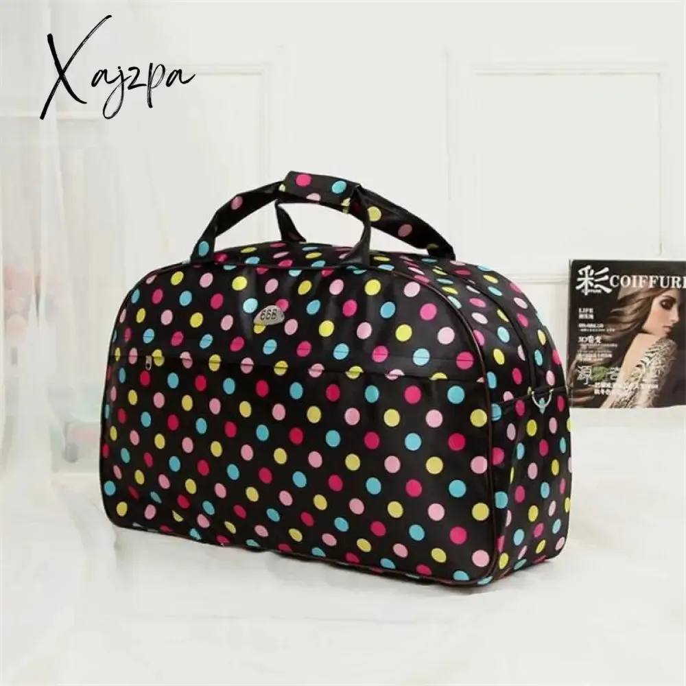 Xajzpa - Big Capacity Women Travel Bags Men Luggage Travel Duffel Bags Nylon Waterproof Daily Travel Handbag Female Flower Print HandBag