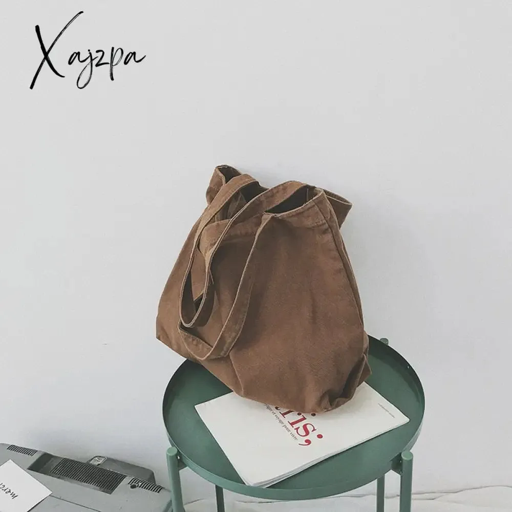 Xajzpa - Fashion Women Canvas Shoulder Shopper Bag Cotton Cloth Large Capacity Students Female Handbags Eco Fabric Tote Shopping Bags