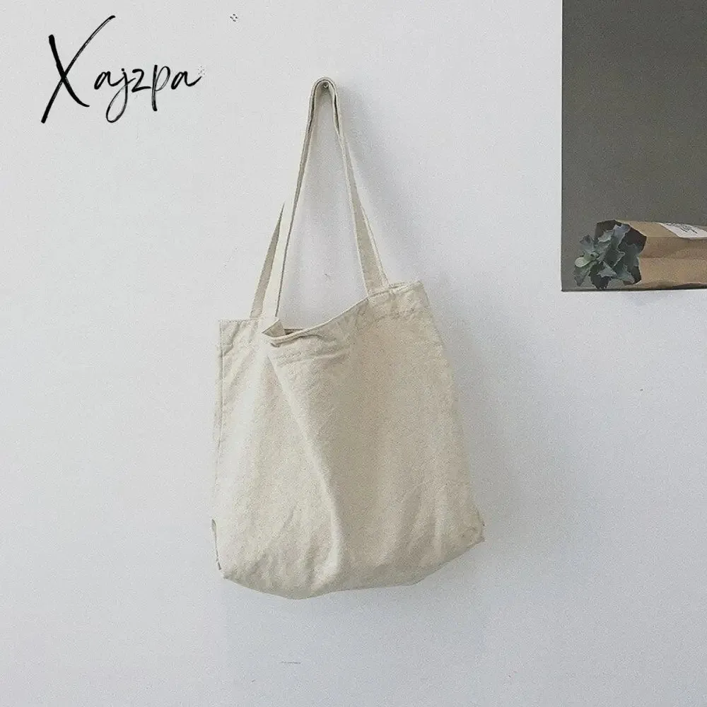 Xajzpa - Fashion Women Canvas Shoulder Shopper Bag Cotton Cloth Large Capacity Students Female Handbags Eco Fabric Tote Shopping Bags