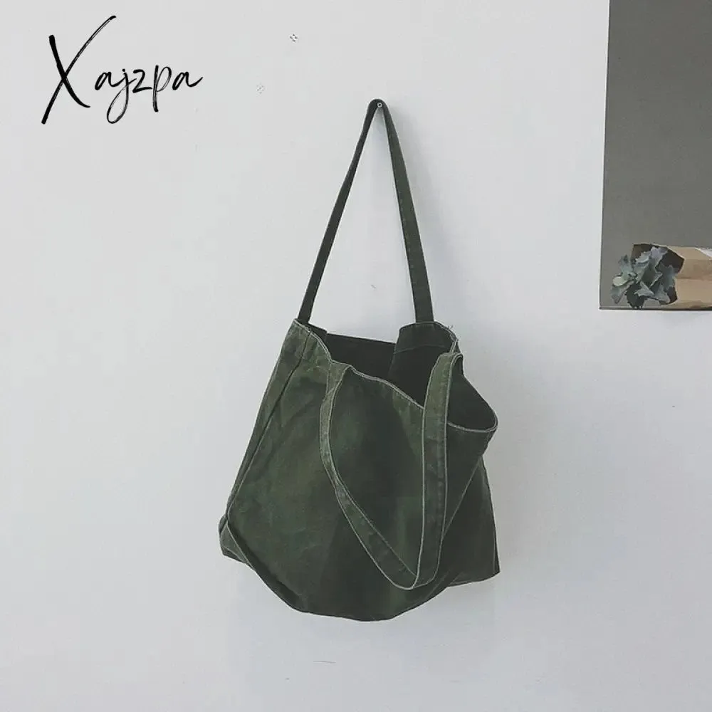 Xajzpa - Fashion Women Canvas Shoulder Shopper Bag Cotton Cloth Large Capacity Students Female Handbags Eco Fabric Tote Shopping Bags