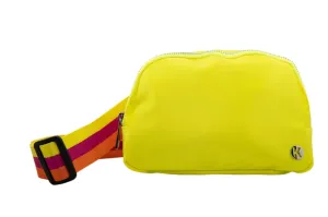 Yellow Solid Belt Bag w/ Striped Strap